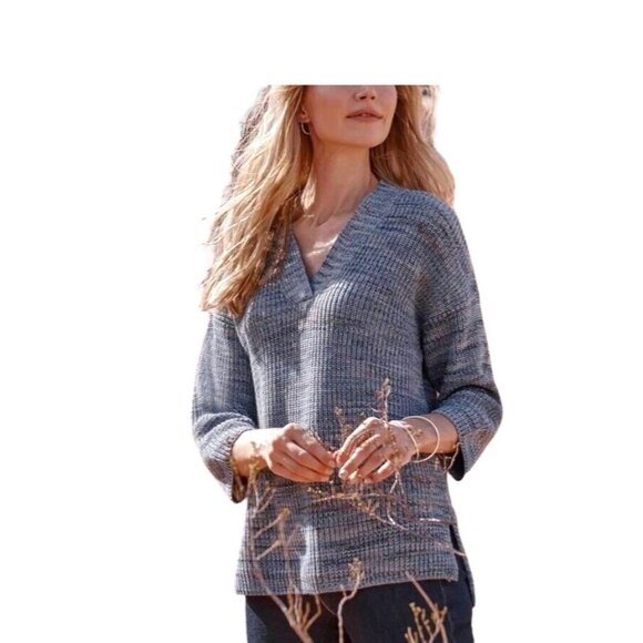 J. Jill Blue Jasper Dropped Shoulder Sweater Size L - Picture 1 of 13